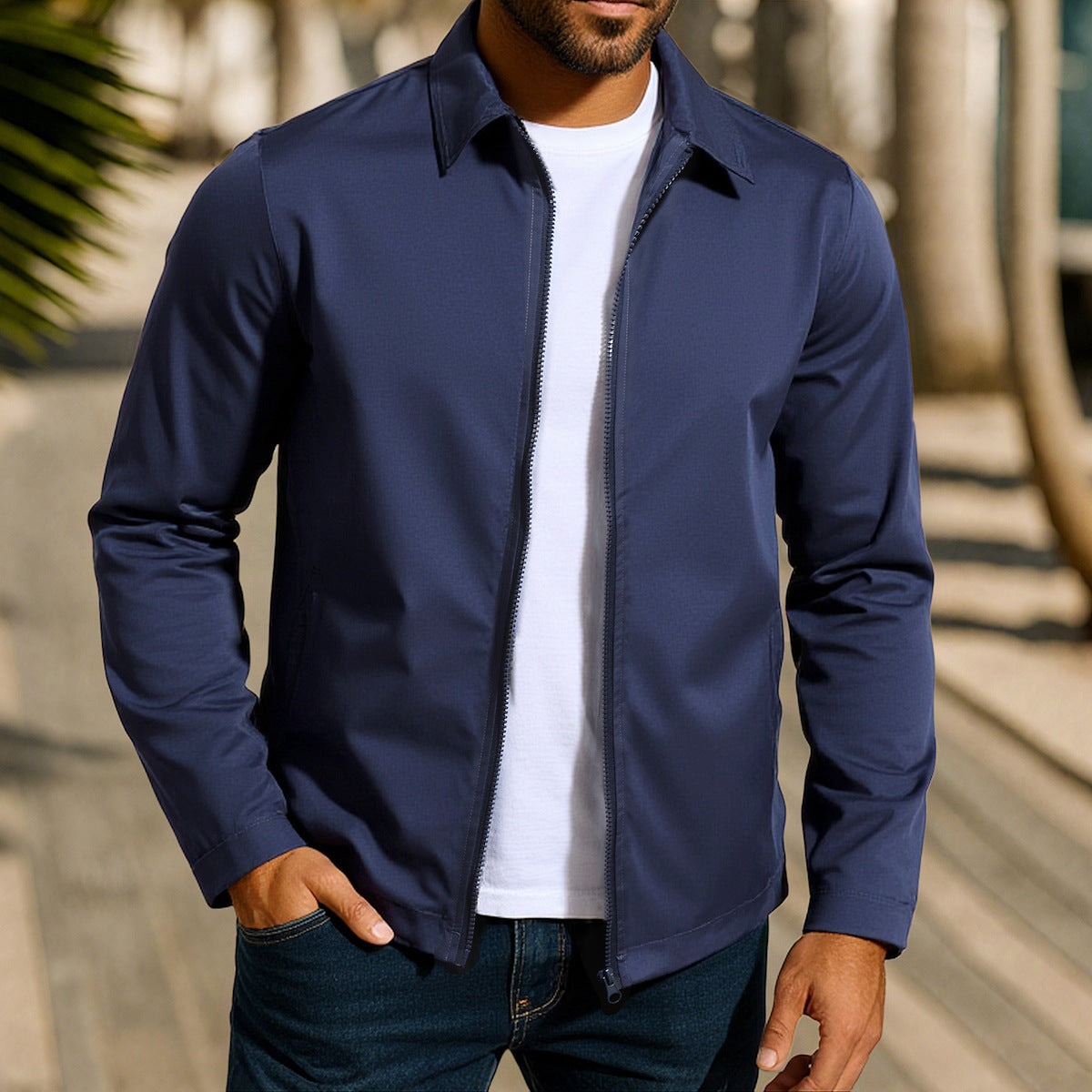 Men's Coat Zipper Raglan Sleeve Cardigan Jacket