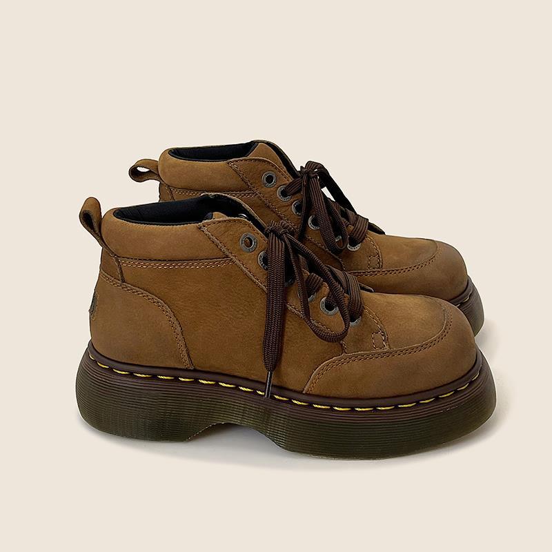 Short Dr Martens Female Lace-up Platform Worker Boots