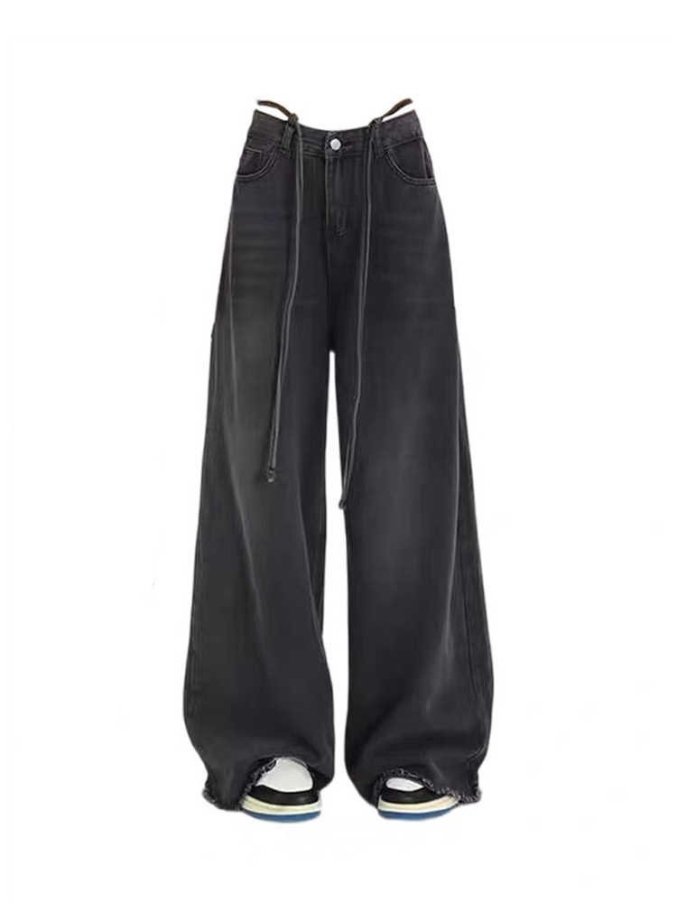 Retro drapede jeans til kvinder – løse, lige, wide-leg bukser