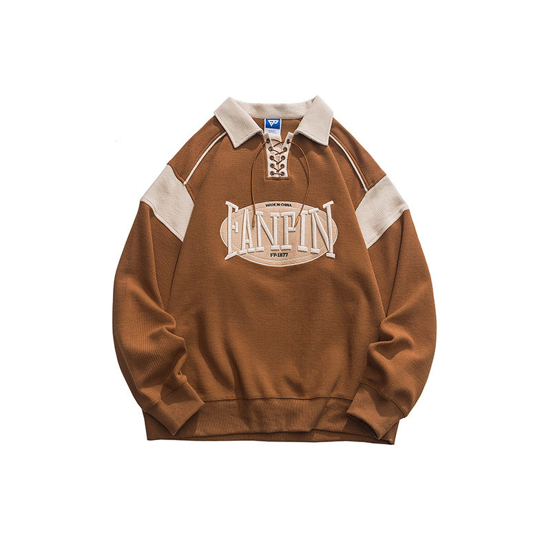 Versatile Loose Waffle Long Sleeve Sweater