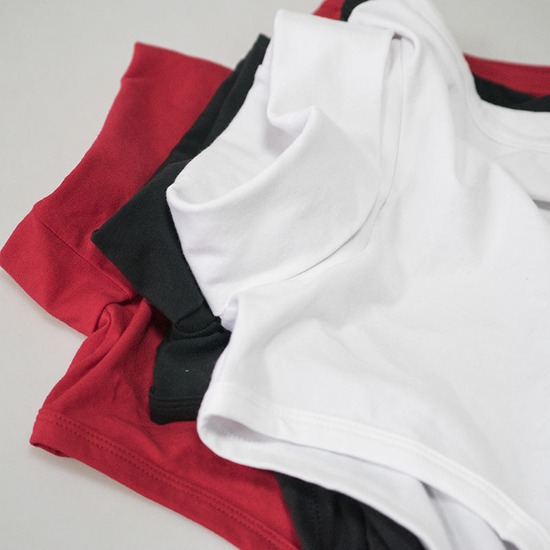 Women's Turtleneck Sleeveless Stretch Cotton T-shirt Vest