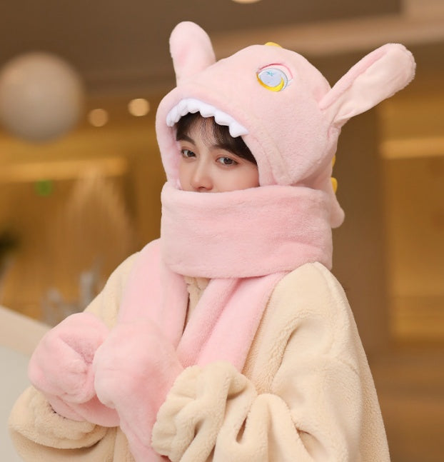 Winter Hat And Scarf Integrated Plush Insulation