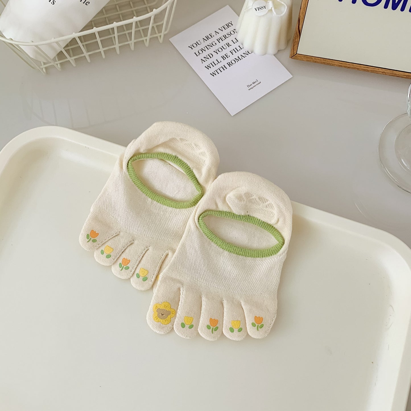 New Cute Cartoon Non-slip Breathable Five-toed Socks