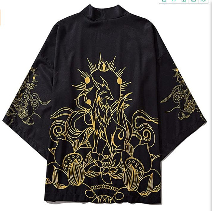 Japanese Style Ukiyo-e Sea Carp Creative Robe For Men
