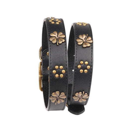 Vintage bronze metal buckle pet collar