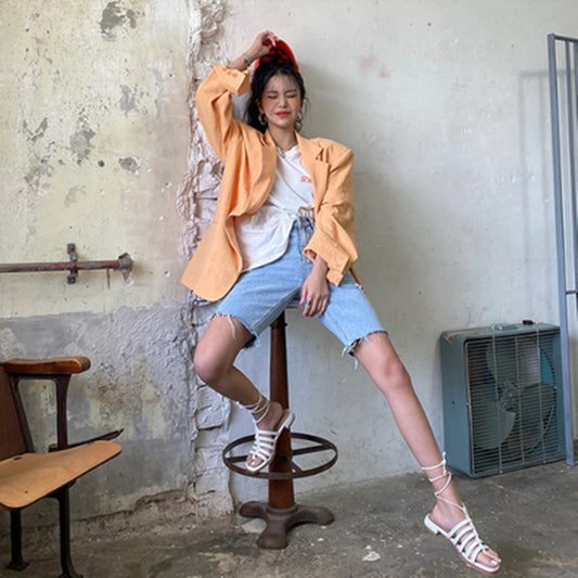 Five-point pants high waist jeans stretch denim shorts