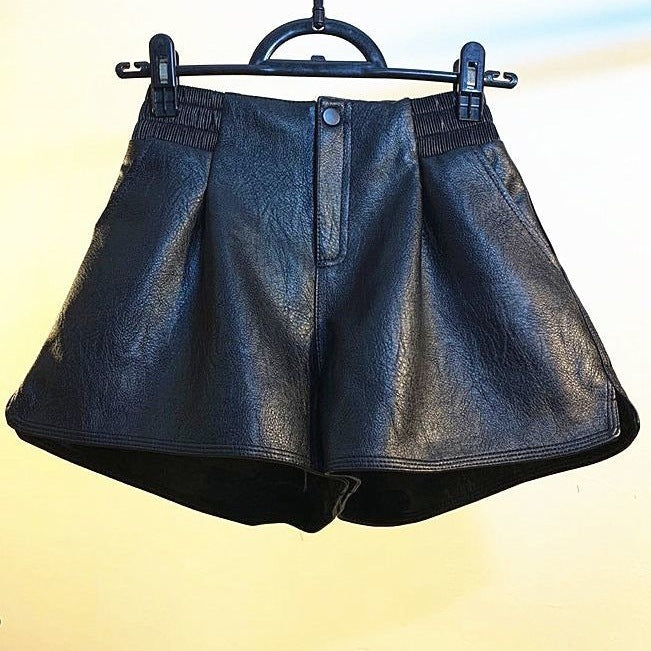 Women's Loose-fit High-waisted Leather Pants