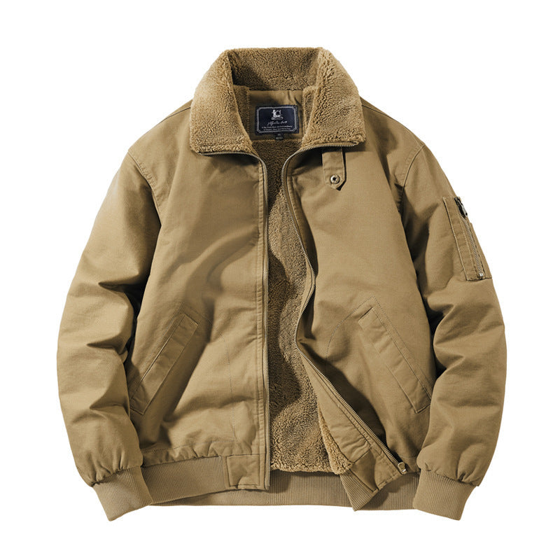 Men's Plus Size Padded Lapel Cotton-padded Jacket Overalls