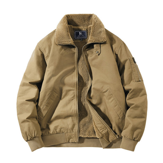 Men's Plus Size Padded Lapel Cotton-padded Jacket Overalls