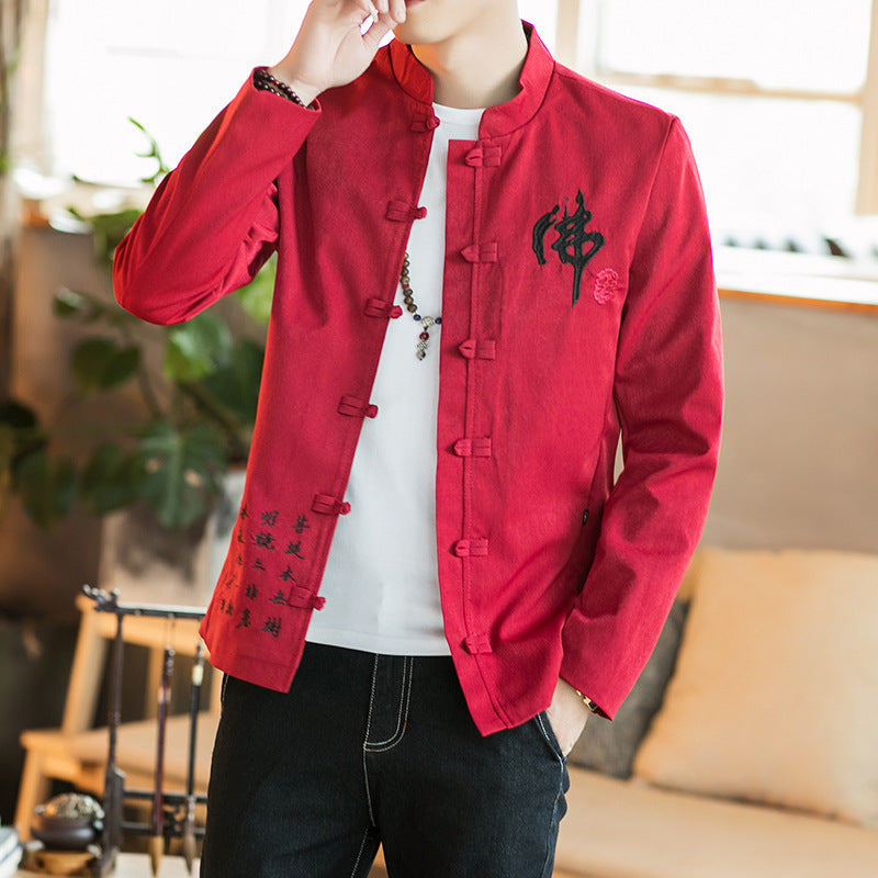 Chinese Style Men's Embroidered Buddha Casual Jacket