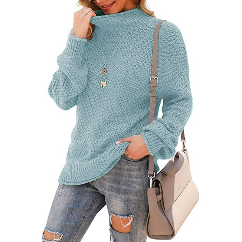 Half Turtleneck Plus Size Batwing Long Sleeve Pullover Loose Sweater