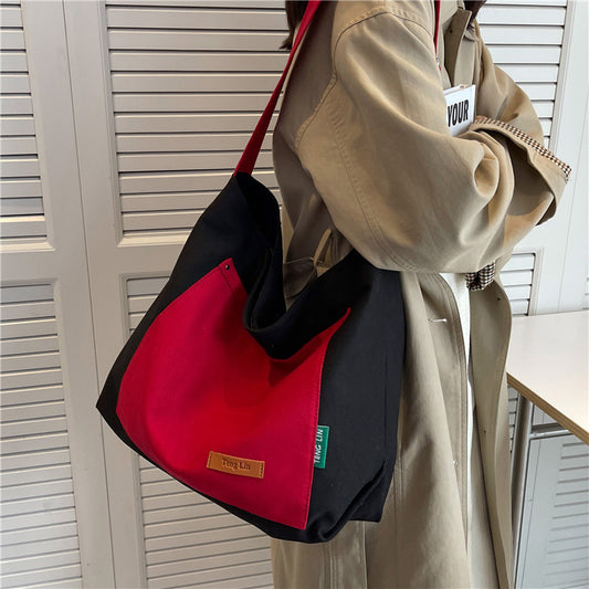 Spliced Leisure Cloth Bag Students Slung In Class