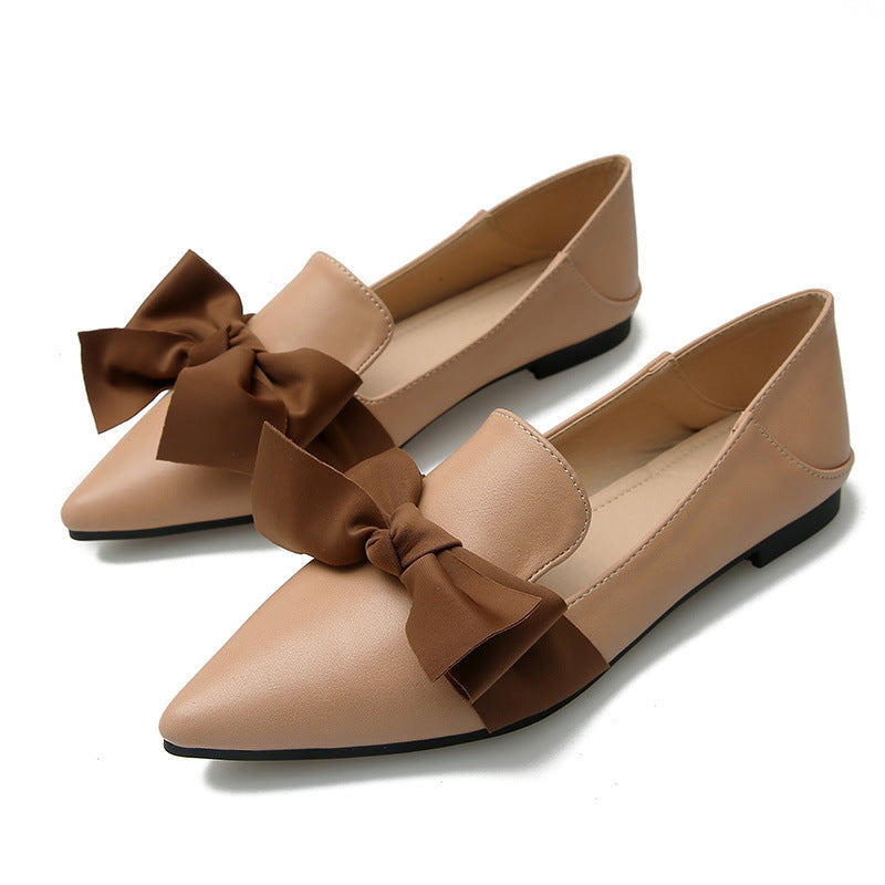 New Fashion Bowknot Flat One Pedal Loafers Soft Sole Single Shoes