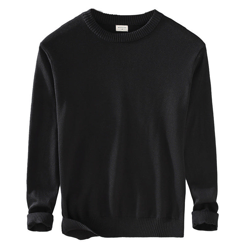Men's Top Pullover Inner Stretch Rib Round-neck Sweater