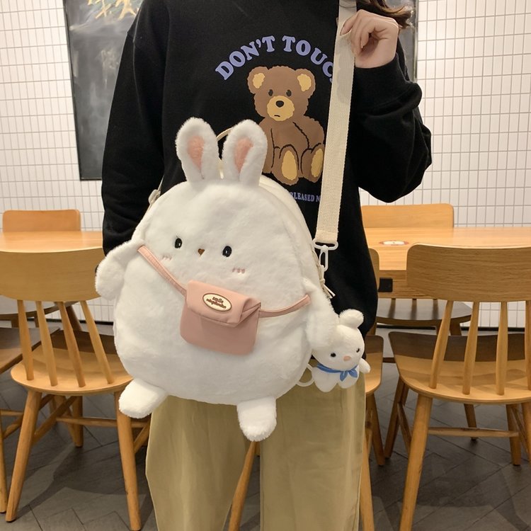 Female Large Capacity Cute Plush Rabbit Backpack