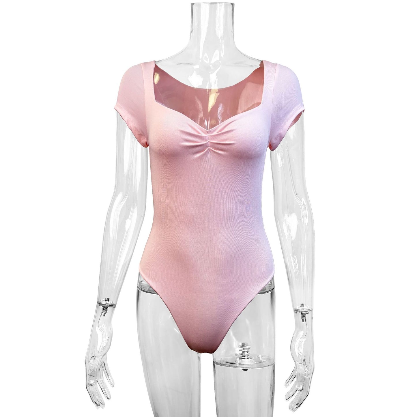 Fashion V-neck Tight Hot Girl Short-sleeved Bodysuit