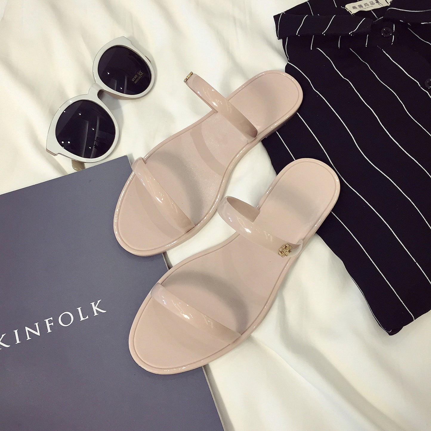 Ladies Double Belt Sandals And Slippers For Outer Wear On The Beach