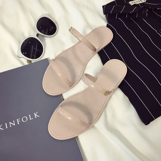 Ladies Double Belt Sandals And Slippers For Outer Wear On The Beach