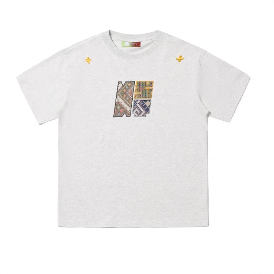 Paste Cloth Embroidery Retro Loose Casual All-match Short-sleeved T-shirt