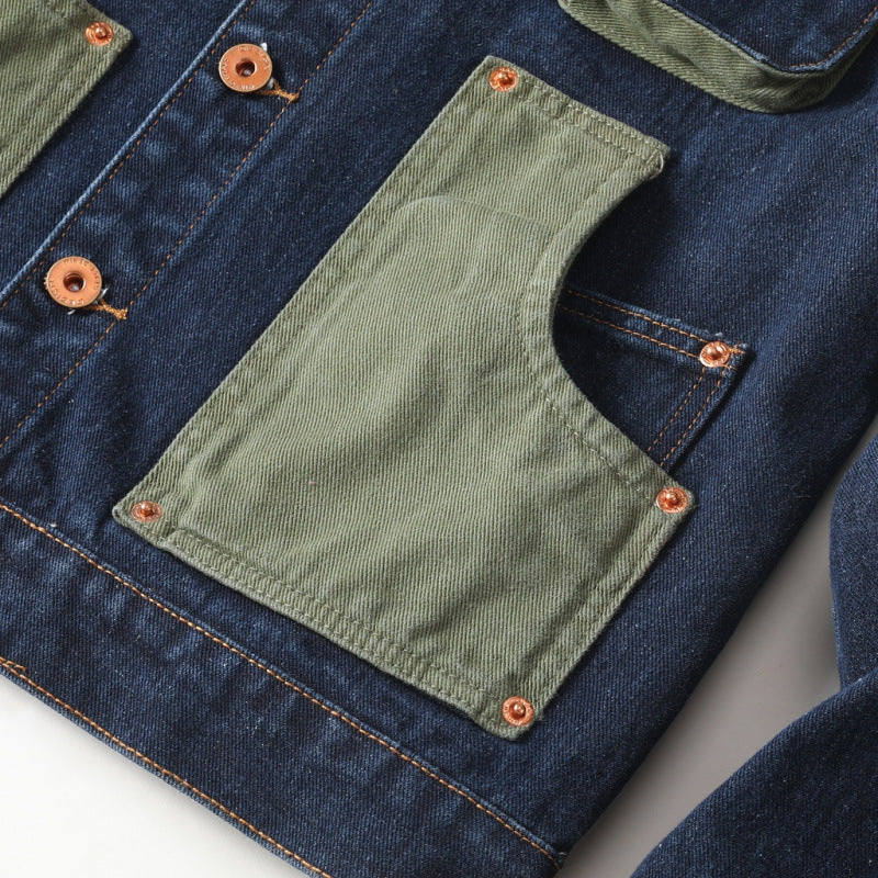 Lapel Denim Overalls Men's Casual Jacket