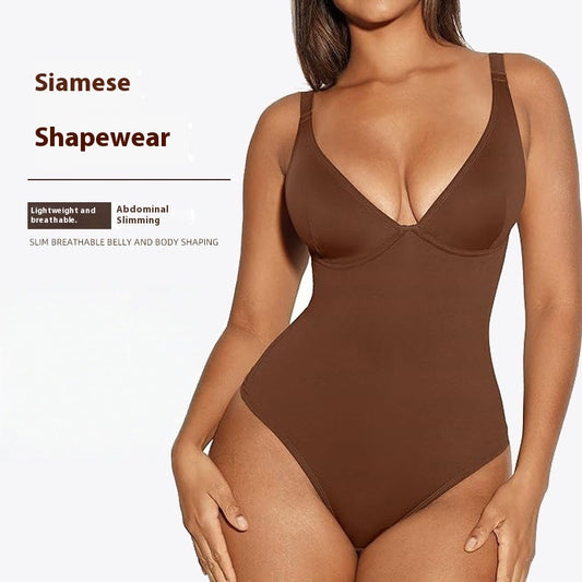New Women's Solid Color Casual Versatile Plastic Jumpsuit Corset