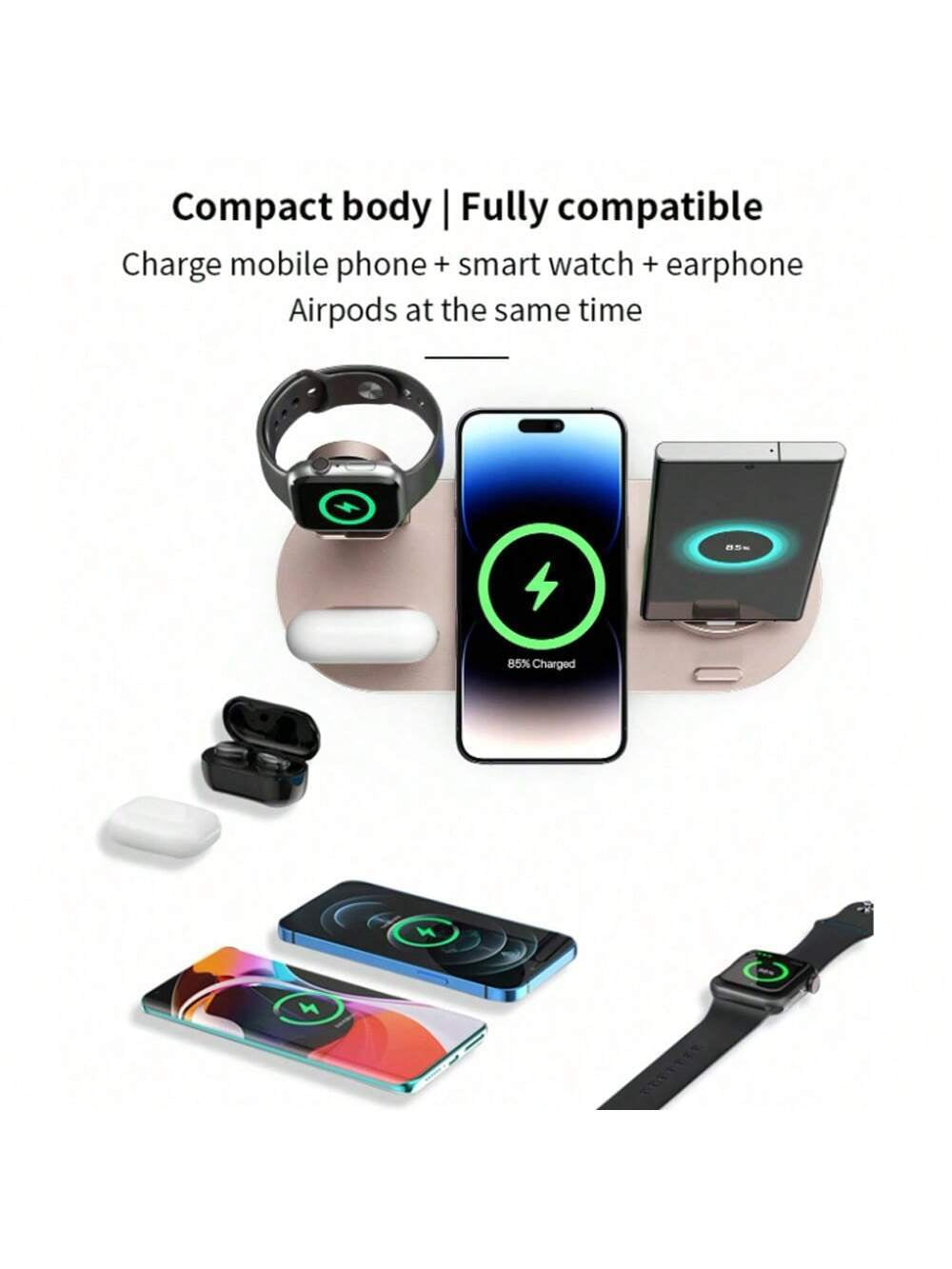 6 in 1 Wireless Charger Stand Pad Compatible with Iphone Apple Watch Airpods Desk Phone Chargers Fast Charging Dock Station Compatible with Iphone Multiple Devices Compatible with Iphone Compatible with Apple Watch 1-8, Compatible with Airpods 3/2/Pro, Compatible with Iphone, Ipad, Android Phone Gifts Compatible with Iphone 16 15 14 13 12 11 X 8 Pro Max/Pro/Mini/Plus, Compatible with Watch Compatible with Airpods Suitable for Office, Dorm, and Home