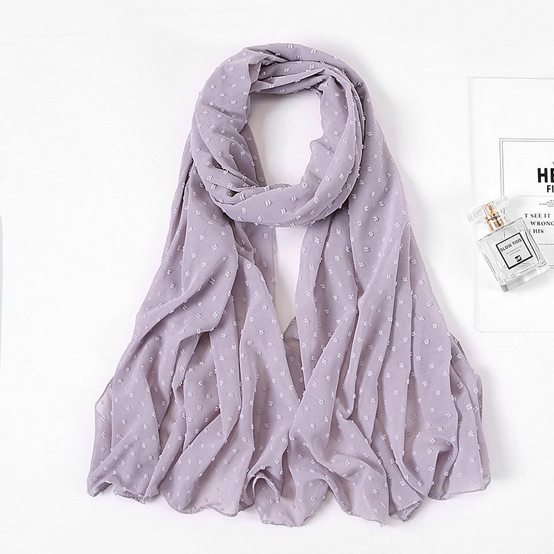 Women's Pearl Pure Color Chiffon Headscarf