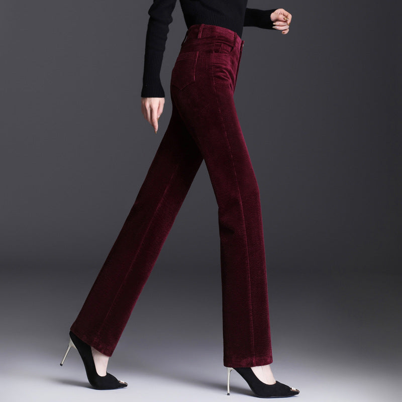 High Waist Straight Corduroy Women's Pants Loose Lamp Wick
