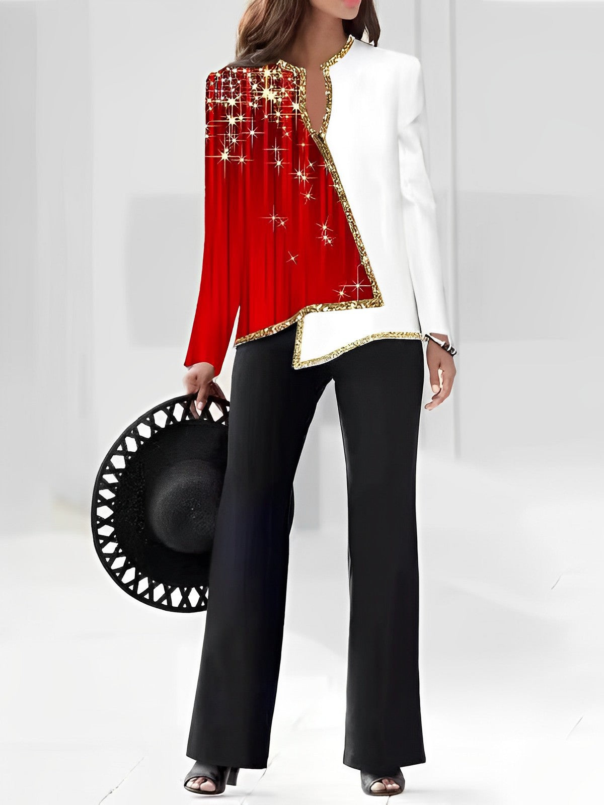 Women's Fashion 3D Digital Printing Shirt And Trousers Suit