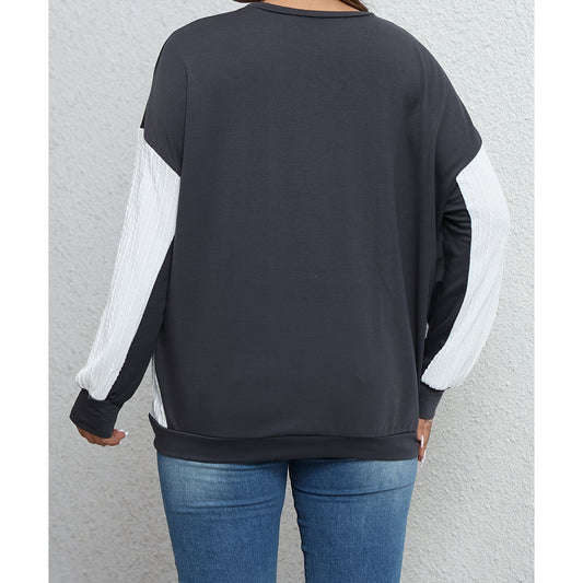 Behagelig Casual og Alsidig Sweatshirt i Plus Size med Kontrastfarver