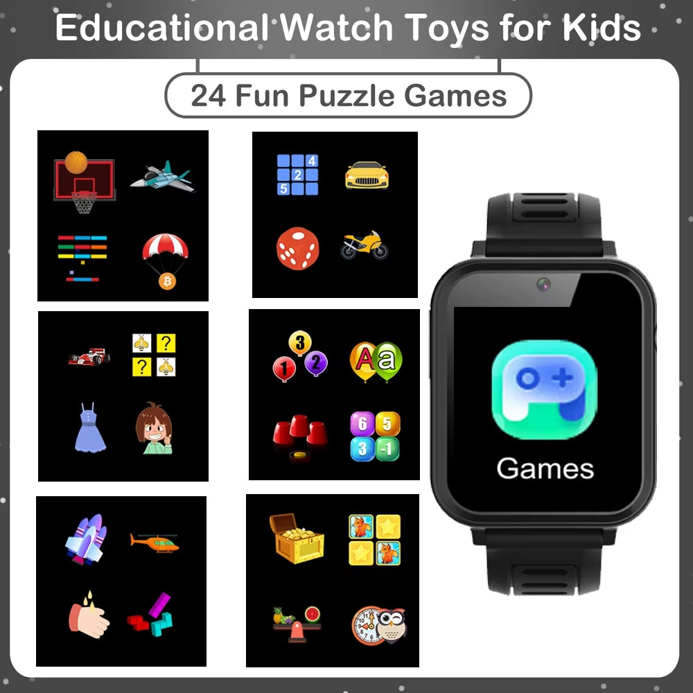 Smart Watch Kids 24 Games Music Play Pedometer Fitness Tracker Music Video Audio Recording Smartwatch Children Boys Girls Gift