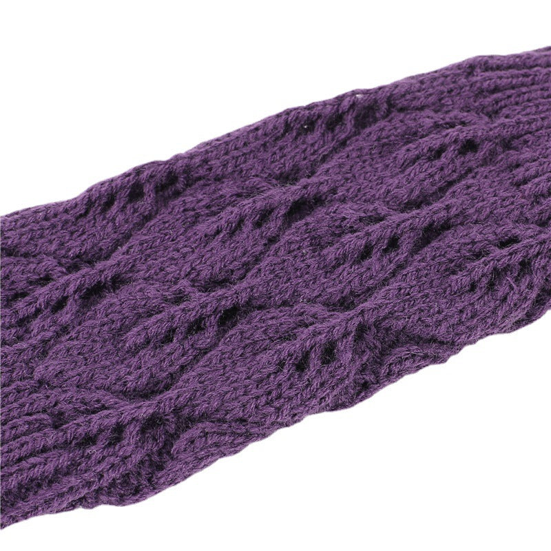 Men's Women's Knitted Jacquard Leaf Cycling Warm Gloves