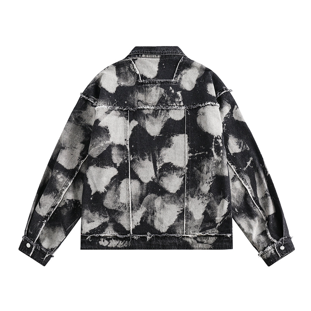 Tie-dyed Splash-ink Denim Coat For Men