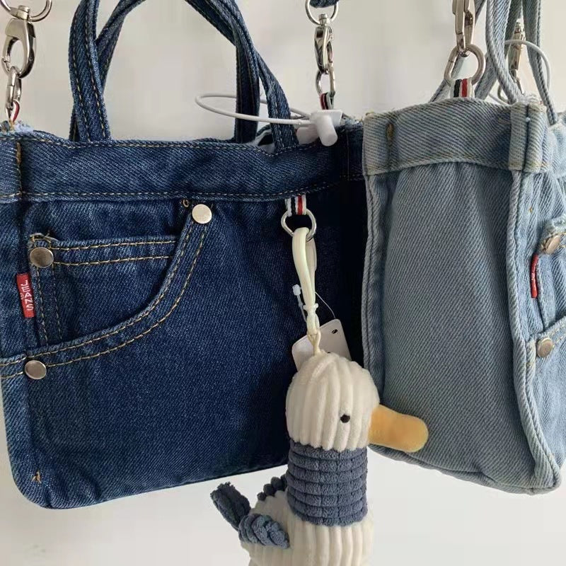 Sofistikeret Mini Denim Taske Alsidig Transportabel