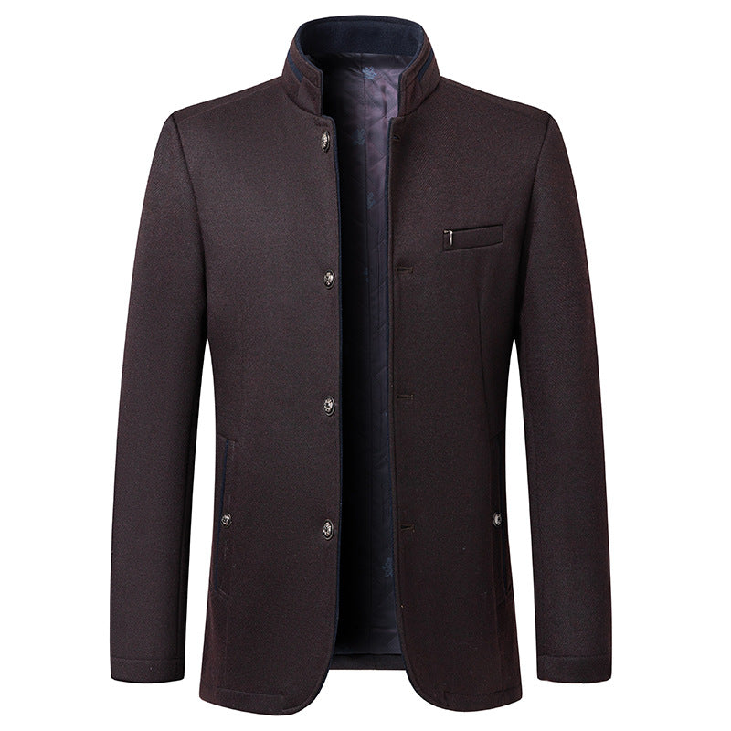 Business Stand Collar Woolen Coat
