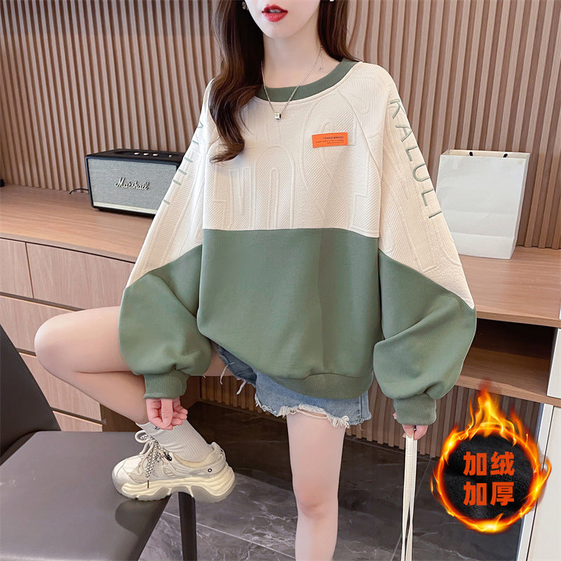Dame sweatshirt i amerikansk retro kontrastfarve