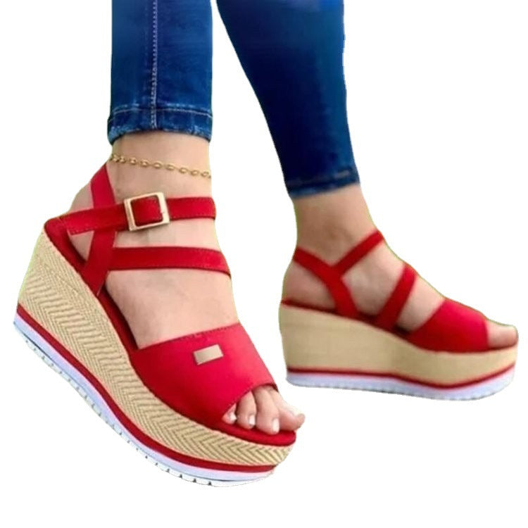 Summer New Style Fish Mouth Wedge Sandals In Europe And America