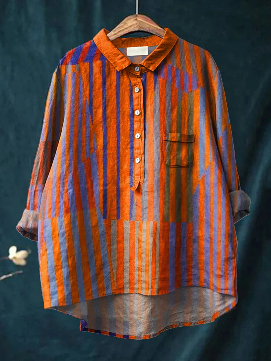 Women's Casual Loose Printed Round Neck Shirt