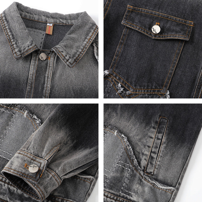 Washed Destroyed Denim Jacket