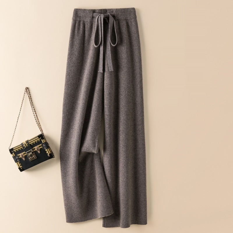 Thick Wool Wide Leg High Waist Drooping Mop Pants
