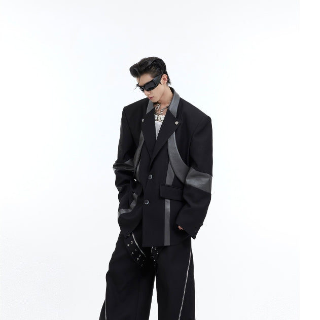 Niche Deconstruction Three-dimensional Stitching Padded Shoulder Suit Jacket