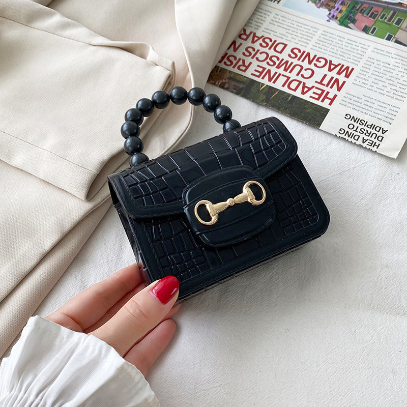 PVC Pattern Pearl Chain Lipstick Bag Fashion