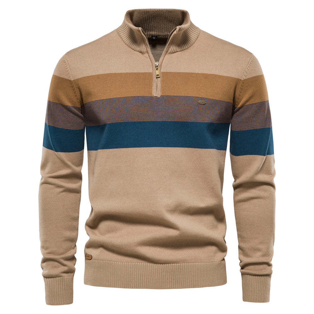 Europe And America's New Men's Chest Stand Collar Sweater