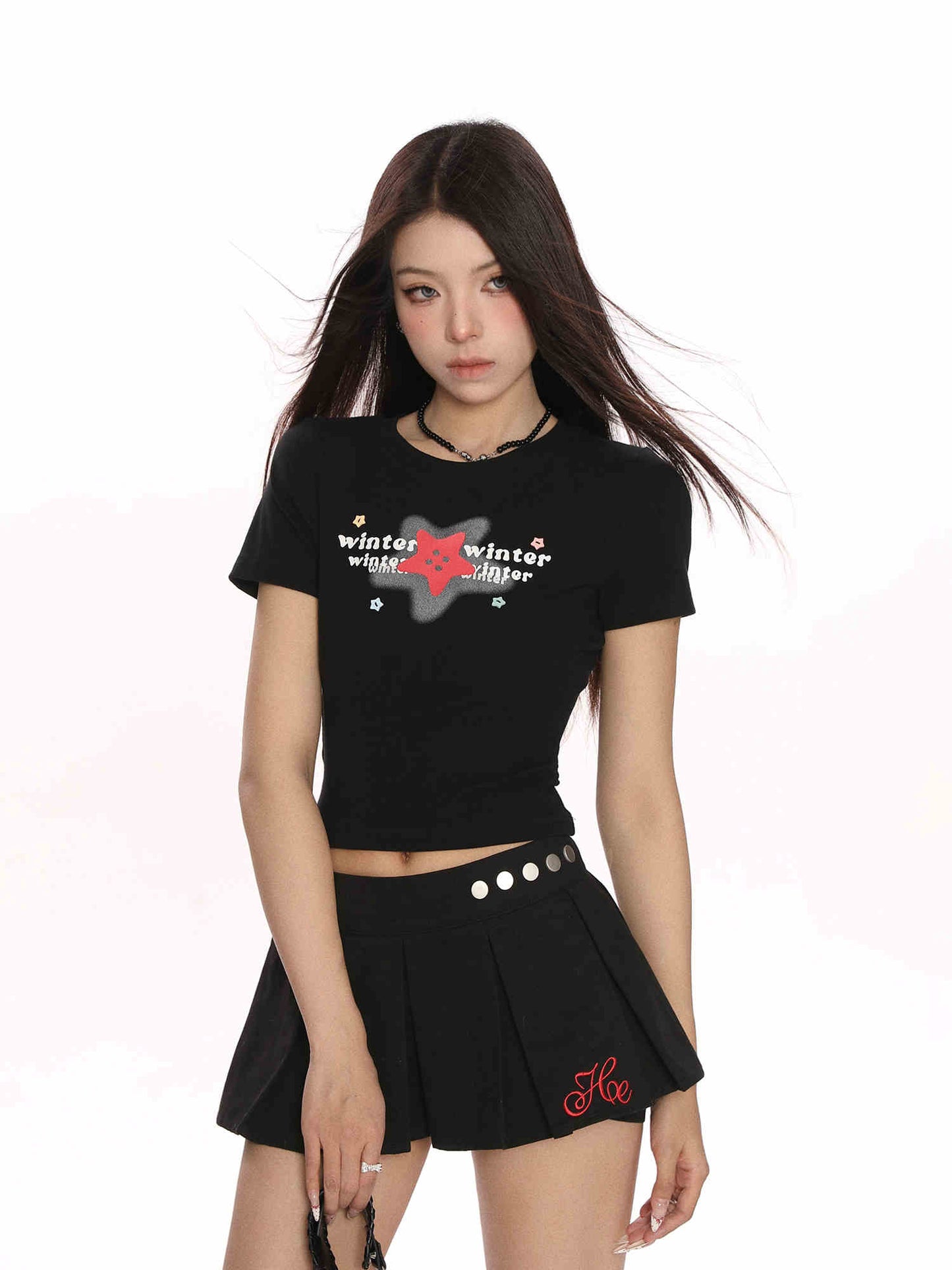 XINGX Printed Shoulder Short Sleeve