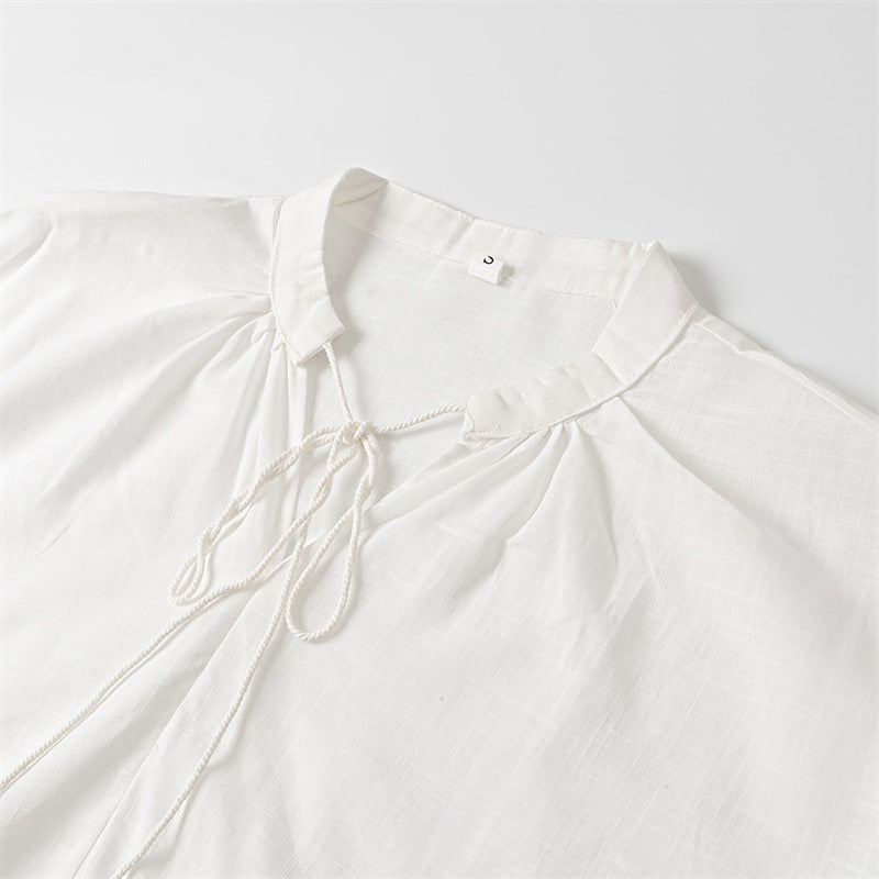 Women's Fashion Simple Bamboo Linen Shirt