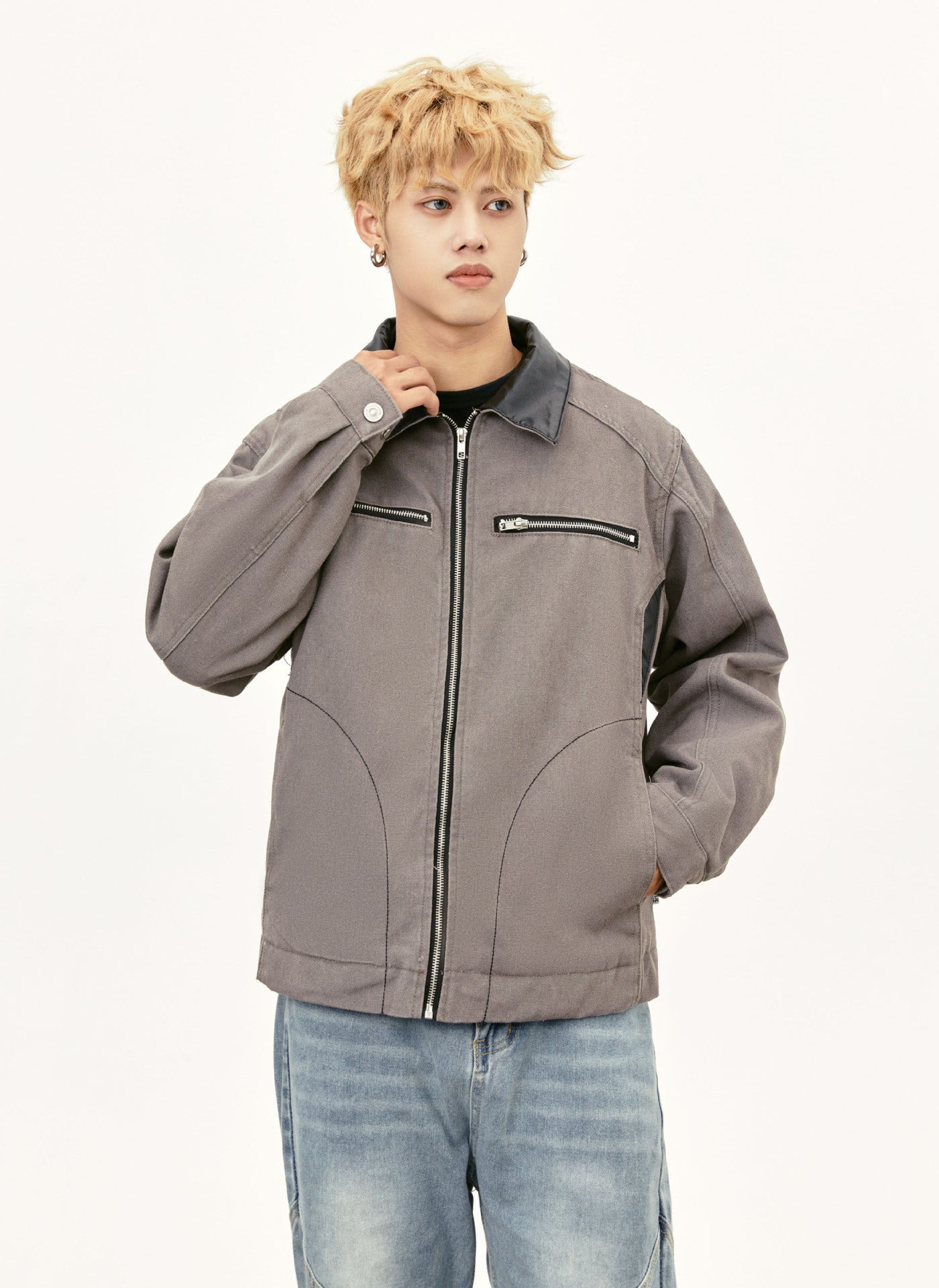 Retro Lapels PU Leather Workwear Men's Thickened Jacket