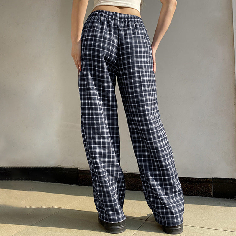 New Lace-up Button Casual Baggy Straight Trousers
