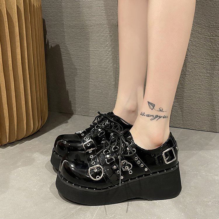 Thick-soled British Style Small Leather Shoes Women's Round Toe