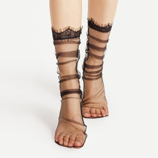 Spring And Summer Thin Gauze Pile Pile Socks