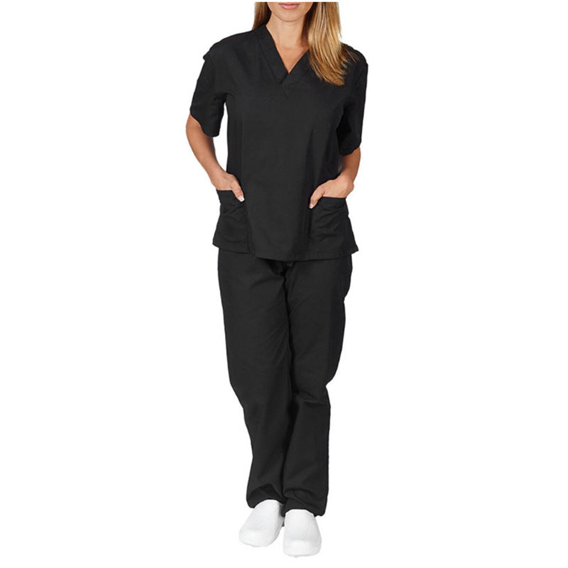 Solid-color V-neck Nursing Work Uniform Caregiver Uniform Nurse Attire